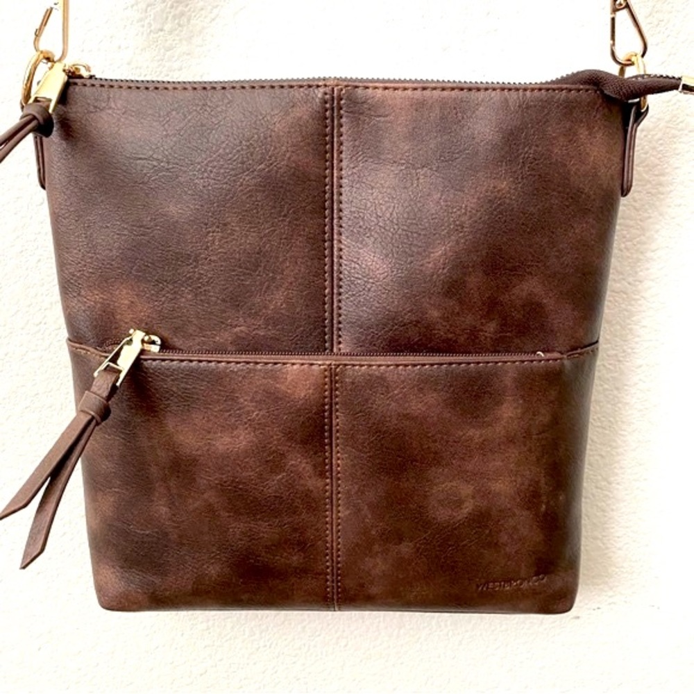 WESTBRONCO Vegan Leather Crossbody Med Shoulder Bag with Guitar Strap